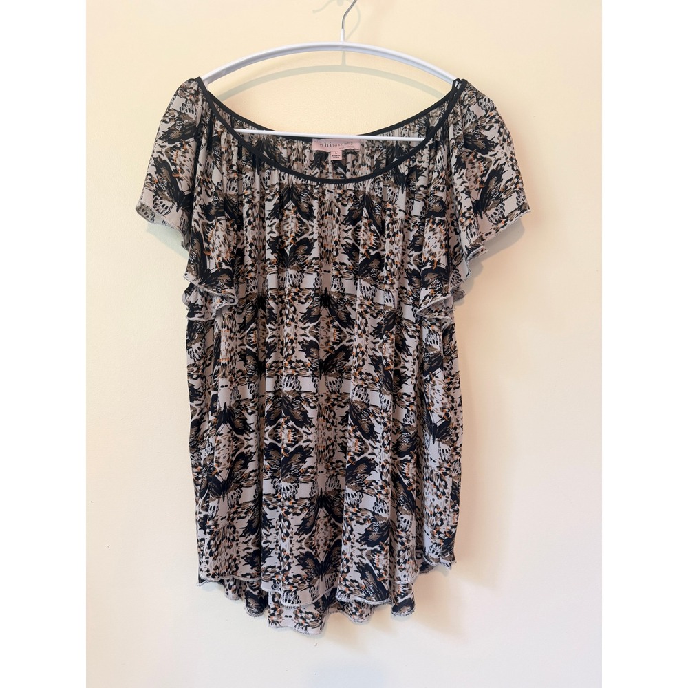 Philosophy Butterfly Kaleidoscope Print Flutter Sleeve Blouse Top Fairy Boho - L